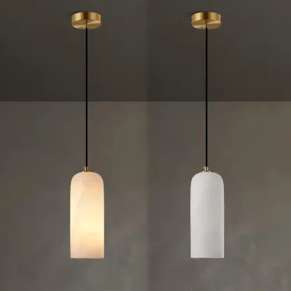 Jade Minimalism Metal Alabaster Pendant Light Bedroom Living Room
