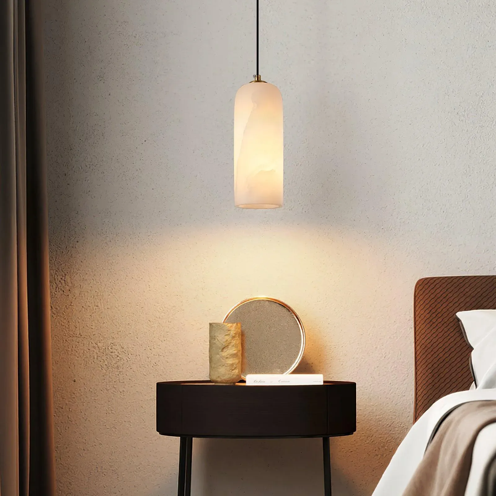 Jade Minimalism Metal Alabaster Pendant Light Bedroom Living Room