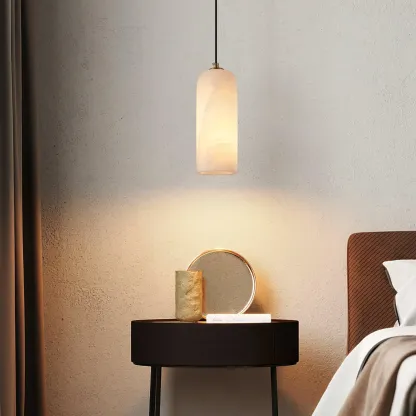 Jade Minimalism Metal Alabaster Pendant Light Bedroom Living Room