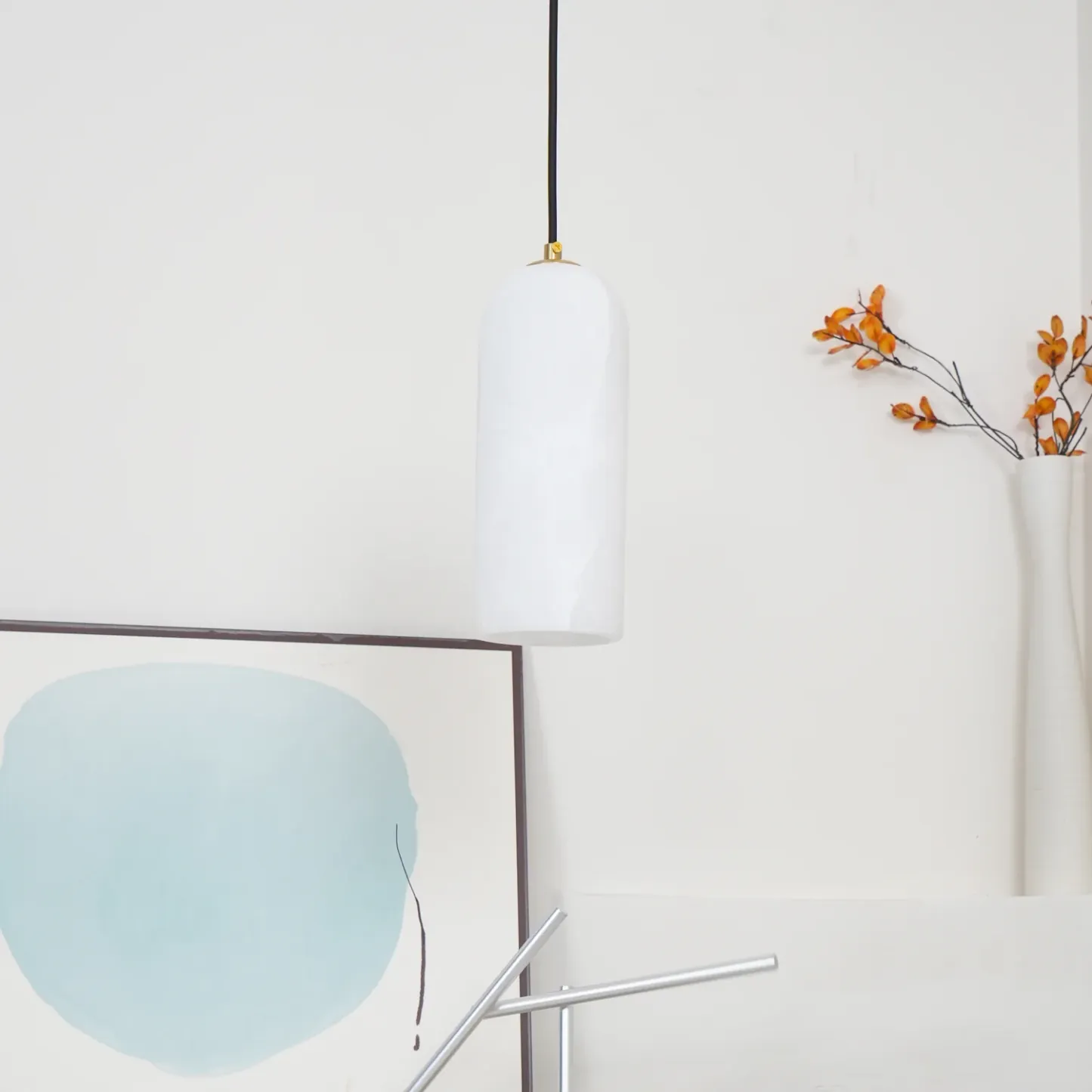 Jade Minimalism Metal Alabaster Pendant Light Bedroom Living Room