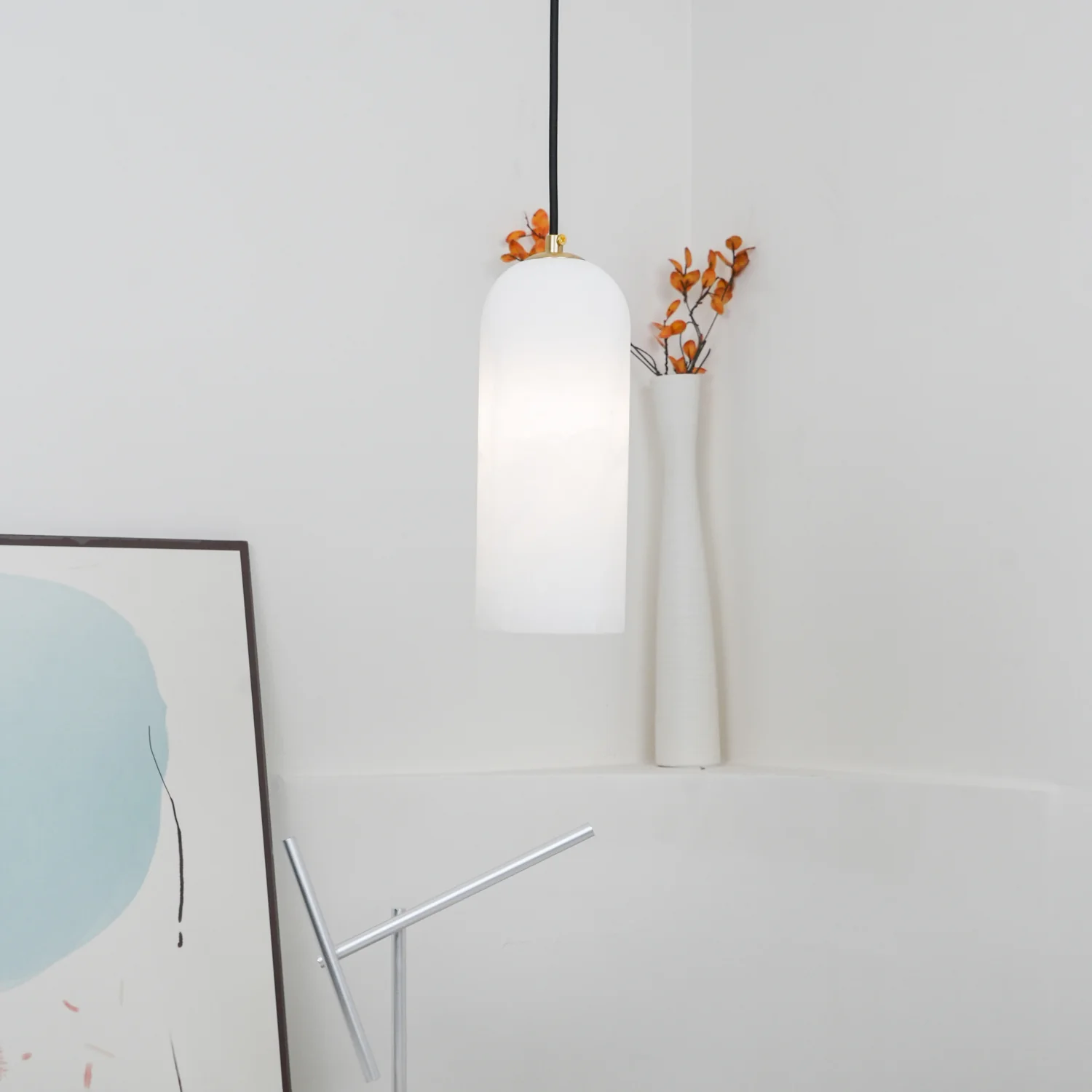 Jade Minimalism Metal Alabaster Pendant Light Bedroom Living Room