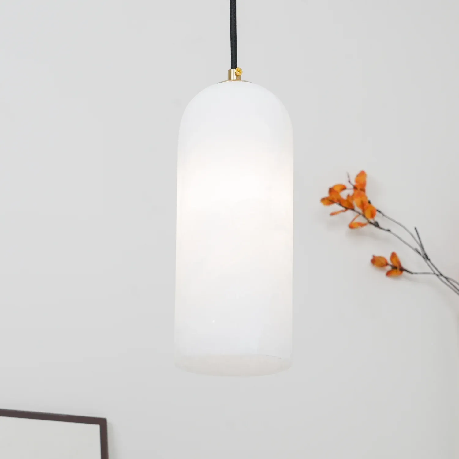 Jade Minimalism Metal Alabaster Pendant Light Bedroom Living Room