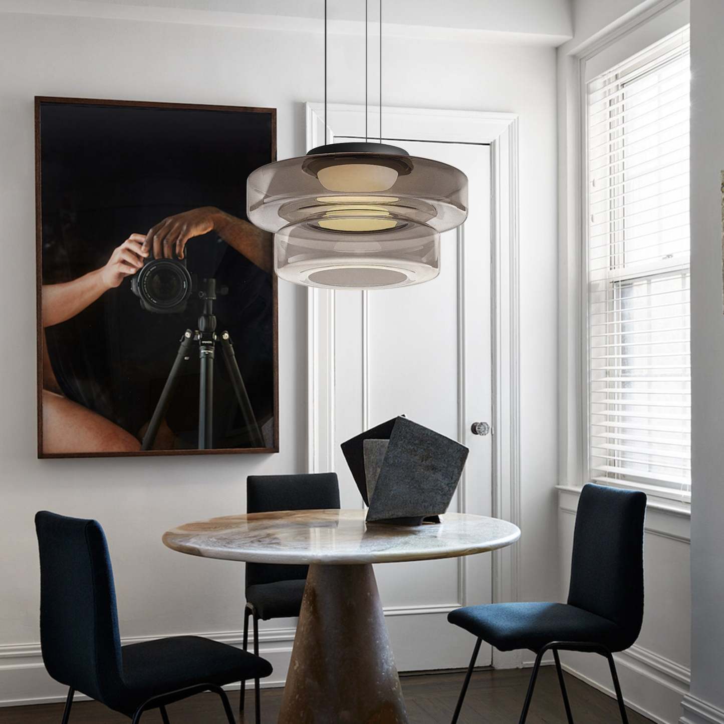 Hailie Modern Keuken Eiland Glas Hanglampen Woonkamer
