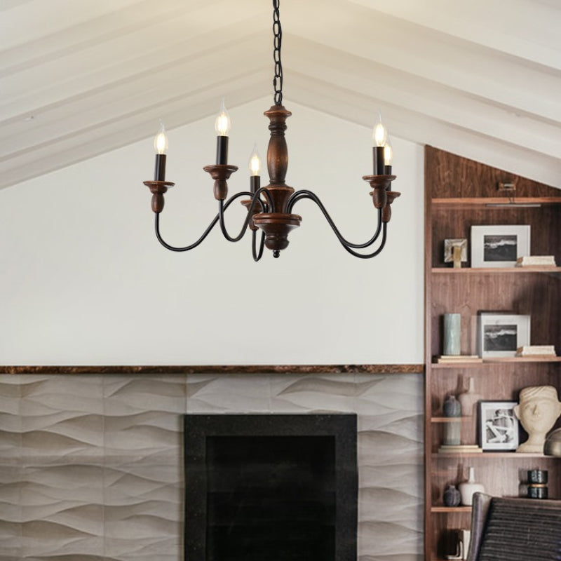 Silva Industrie Design LED Kroonluchter Bruin Hout Metaal Slaapkamer/Woonkamer