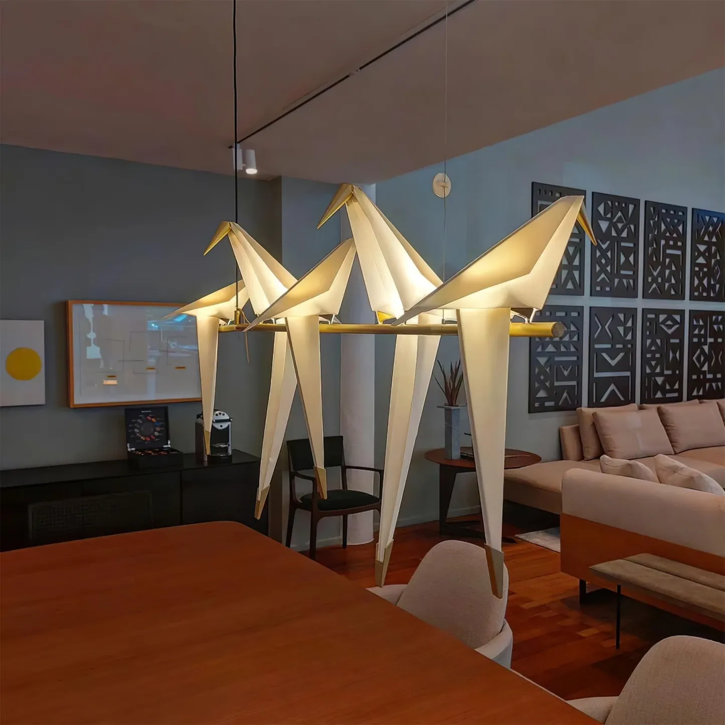Orr Natural Acrylic Metal Gold Pendant Light Bedroom Living Room