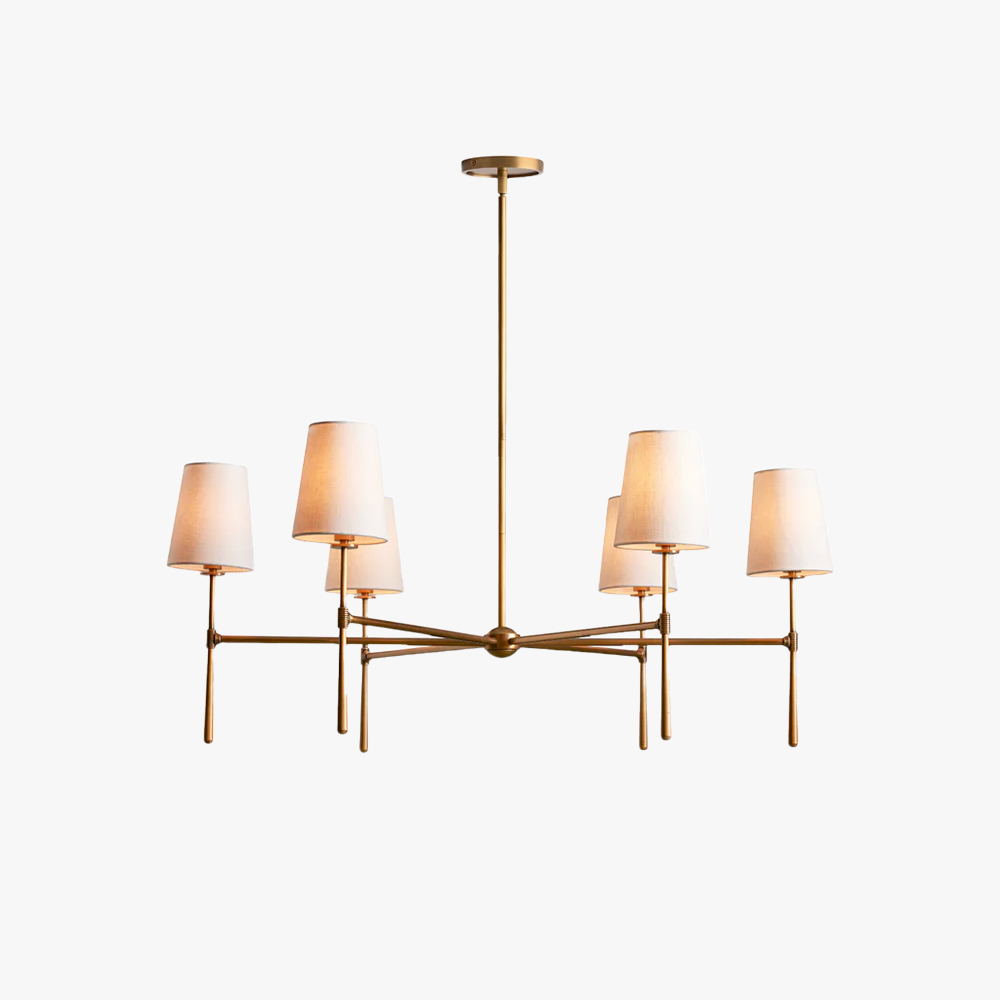 Alessio Vintage Classical Brass Fabric Pendant Light Shades Living Dining Room