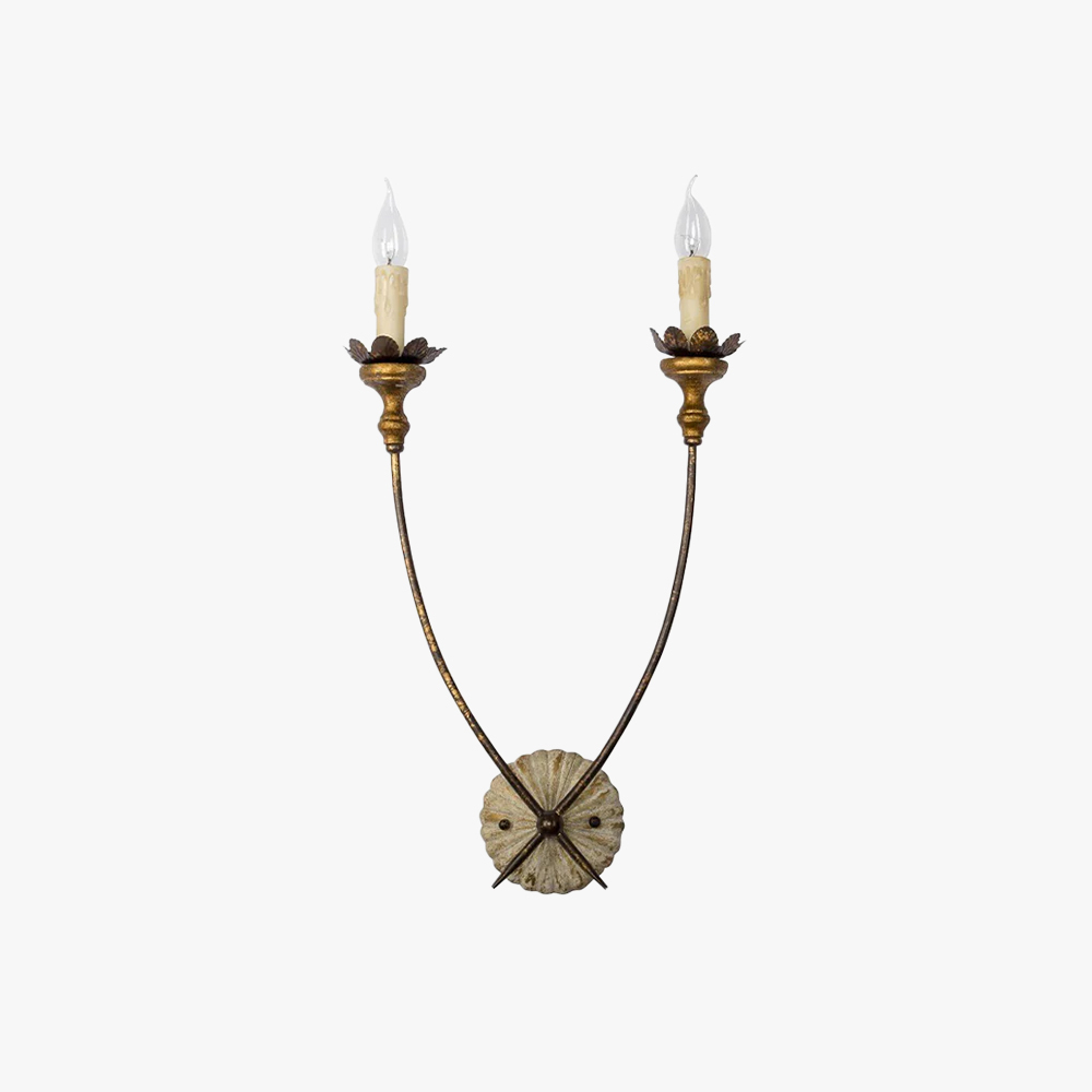 Alessio Vintage Gold Metal Wood Wall Lamp Dining Room Bedroom