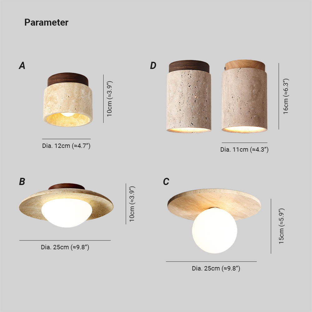 Cairns Retro Steen Hout Plafondlamp Hal