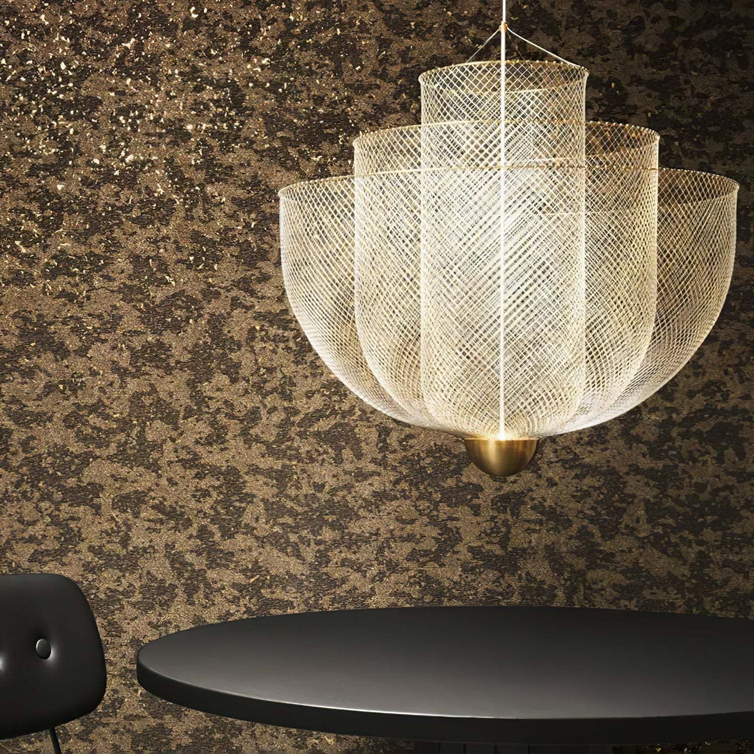 Alessio Unusual Metal Chrome Gold Pendant Light Bedroom Living Room