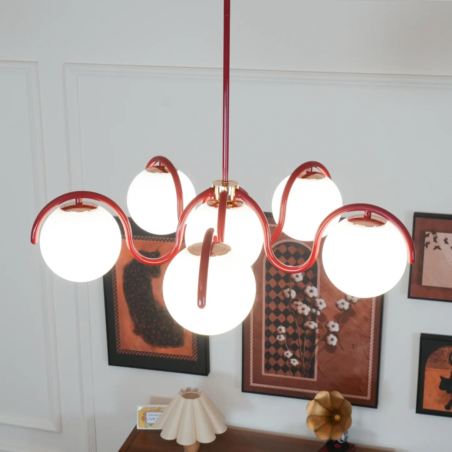 Vintage Metal Glass Pendant Light Bedroom Living Room | Las Sola