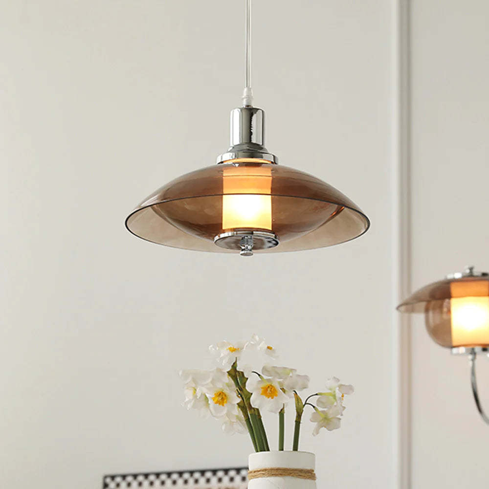 Cairns Modern Rond LED Hanglampen Bruin Glas Woonkamer