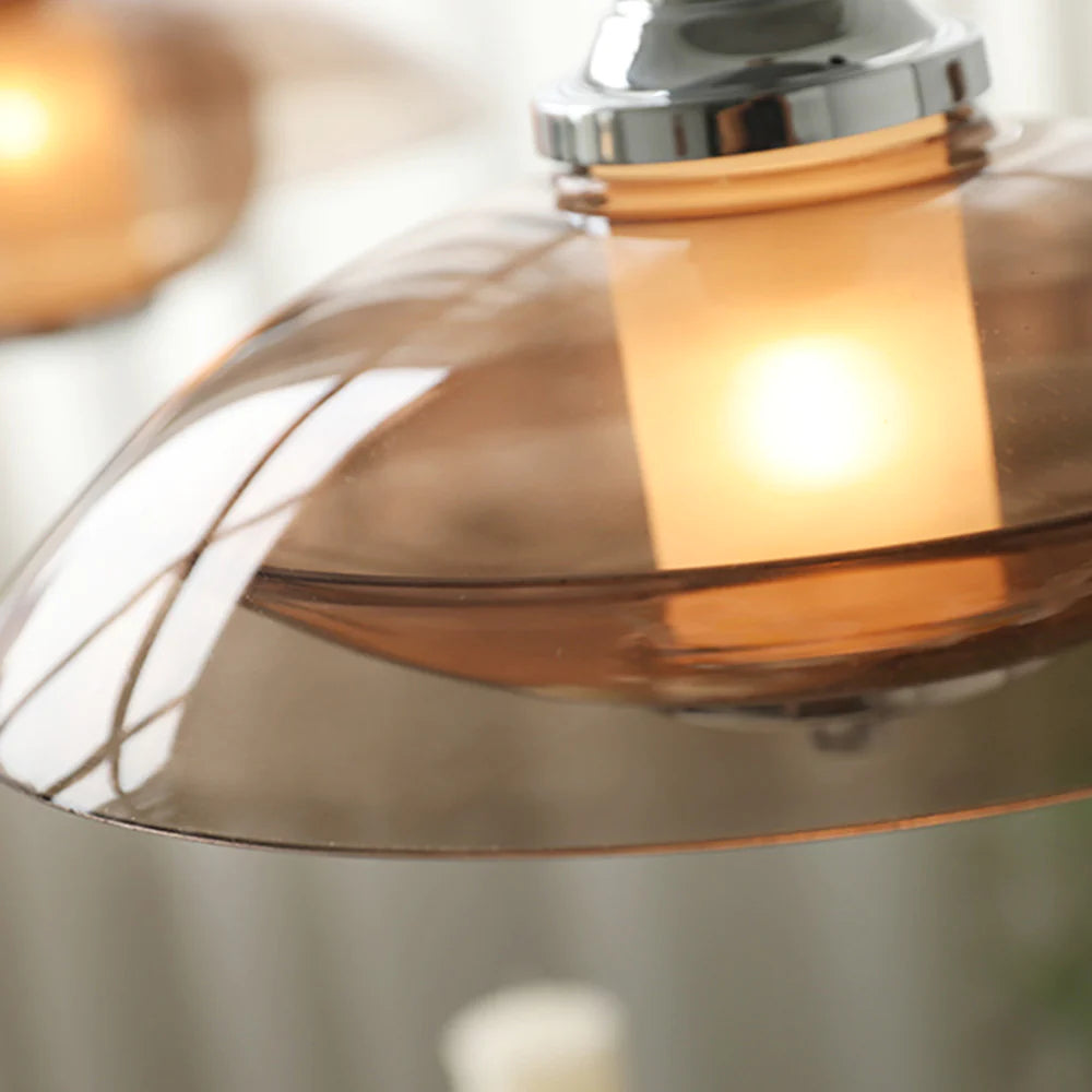 Cairns Modern Rond LED Hanglampen Bruin Glas Woonkamer