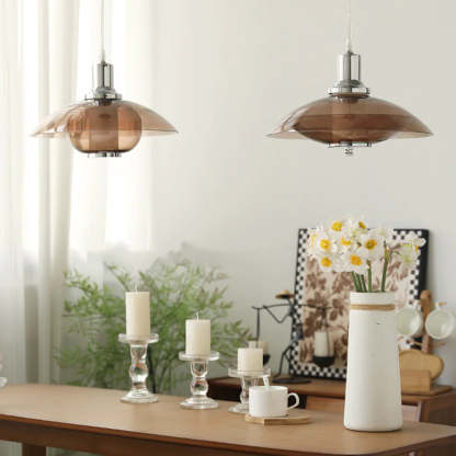 Cairns Modern Rond LED Hanglampen Bruin Glas Woonkamer