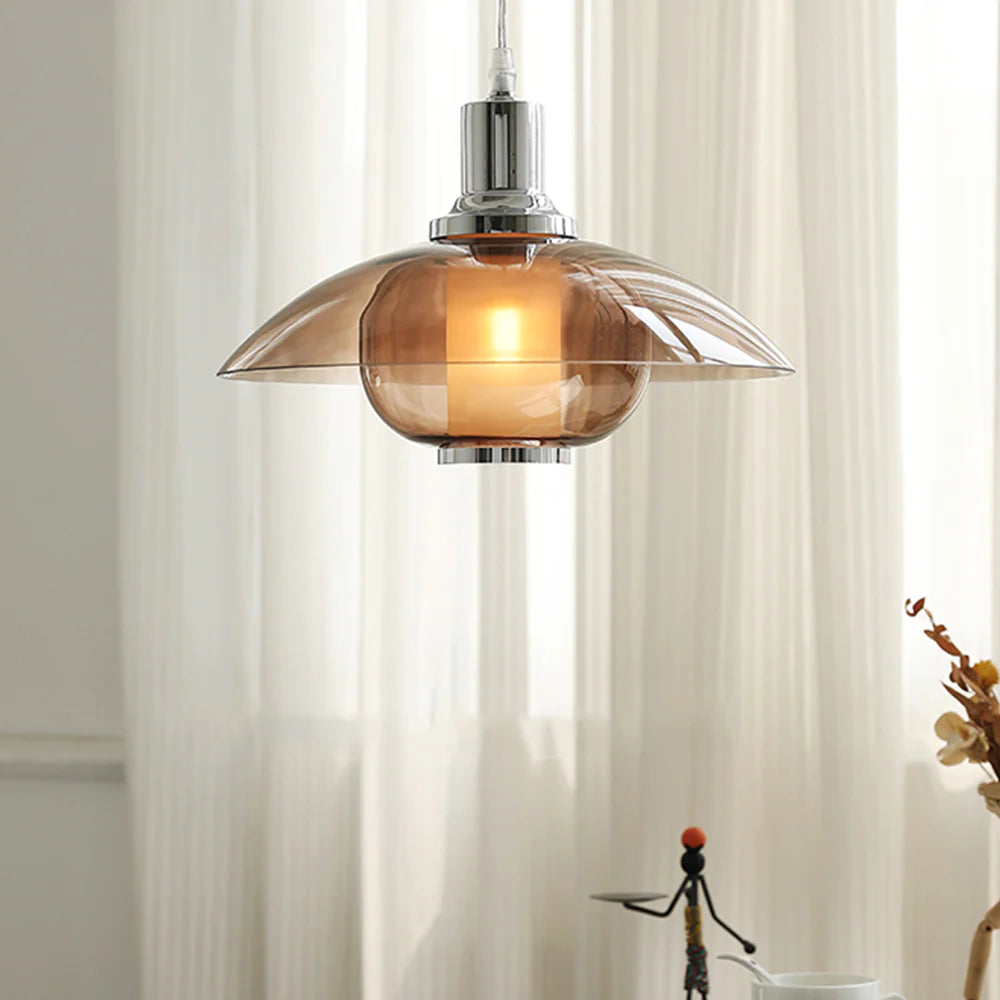 Cairns Modern Rond LED Hanglampen Bruin Glas Woonkamer