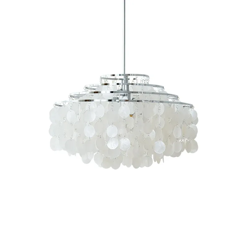 Marilyn Natural Metal Shell Chrome Pendant Light Bedroom Living Room
