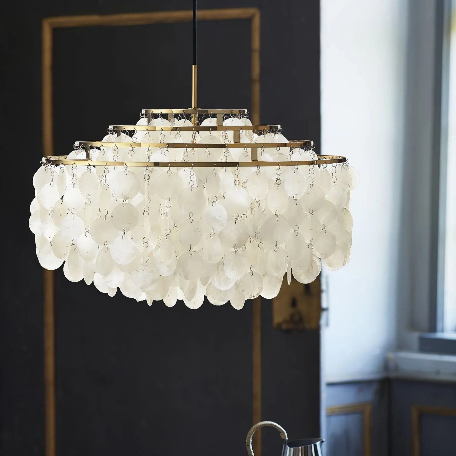 Marilyn Natural Metal Shell Chrome Pendant Light Bedroom Living Room