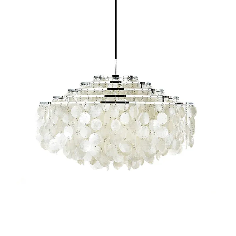Marilyn Natural Metal Shell Chrome Pendant Light Bedroom Living Room