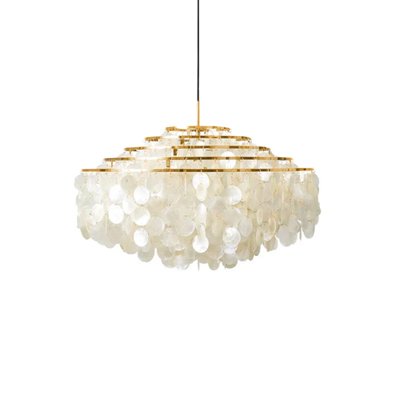 Marilyn Natural Metal Shell Chrome Pendant Light Bedroom Living Room
