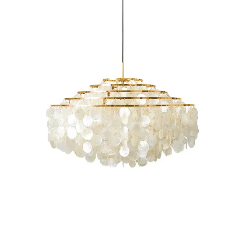 Marilyn Natural Metal Shell Chrome Pendant Light Bedroom Living Room