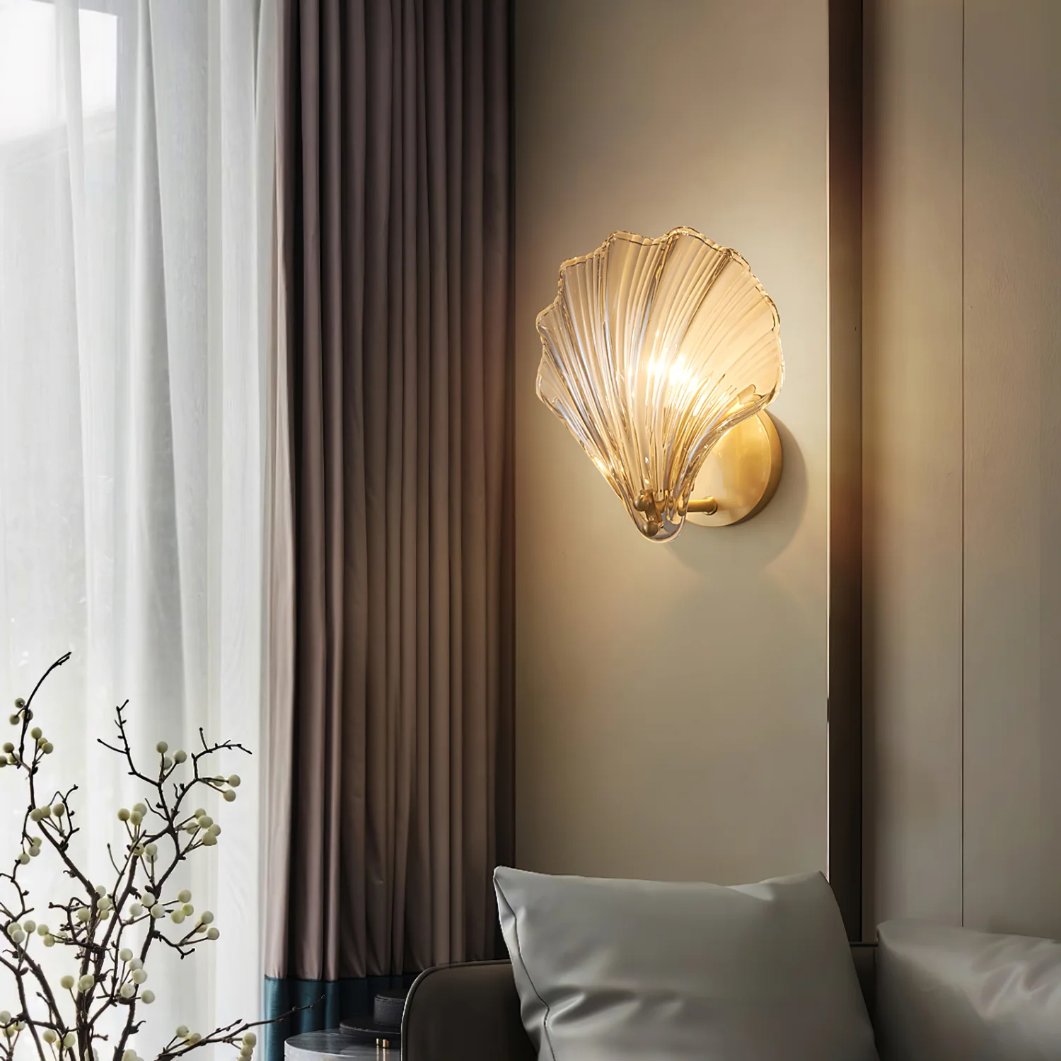 Orr Modern Unusual Shell Glass Wall Light Bedroom Living Room