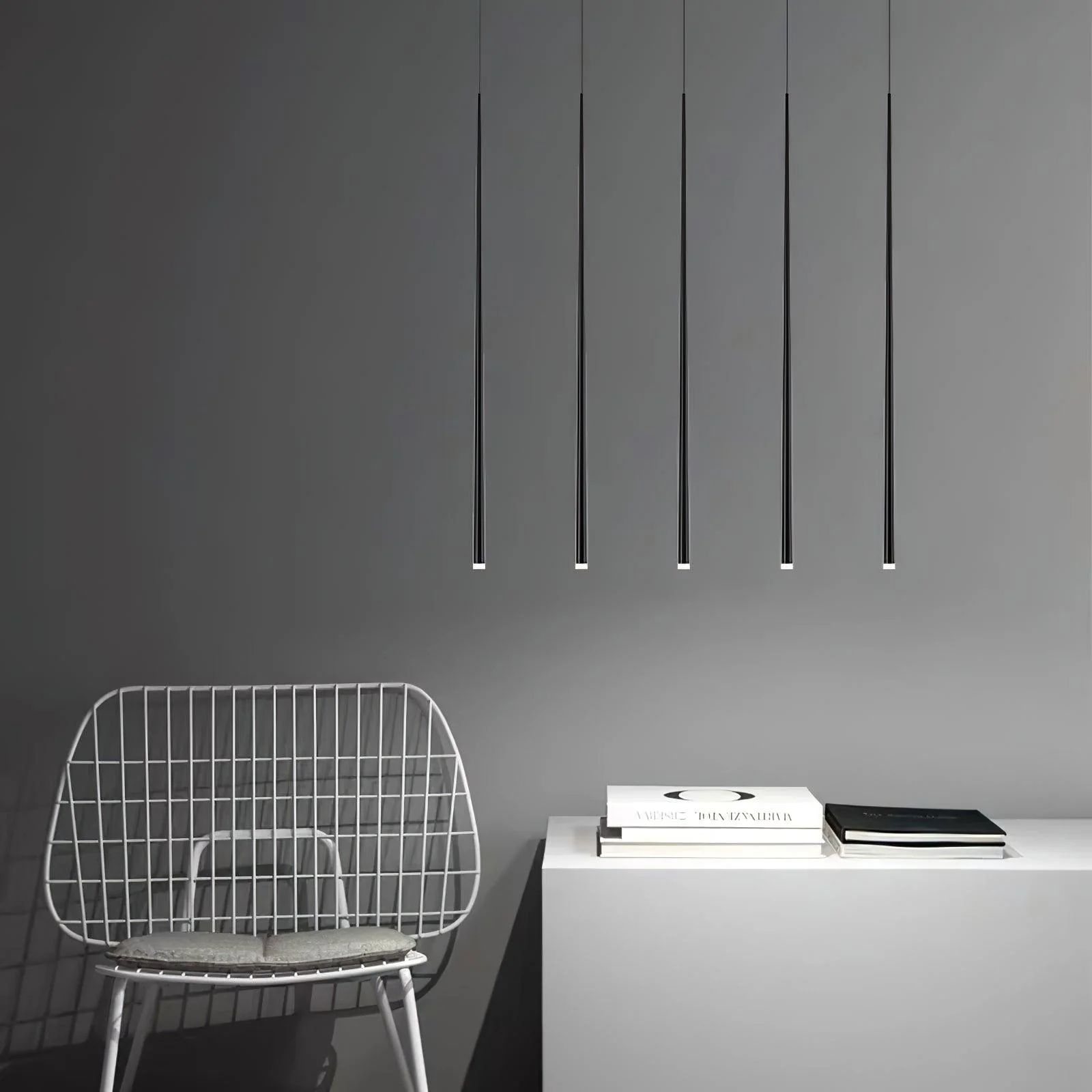 Edge Modern Slender Cone Metal Chandelier Hallway Living Room
