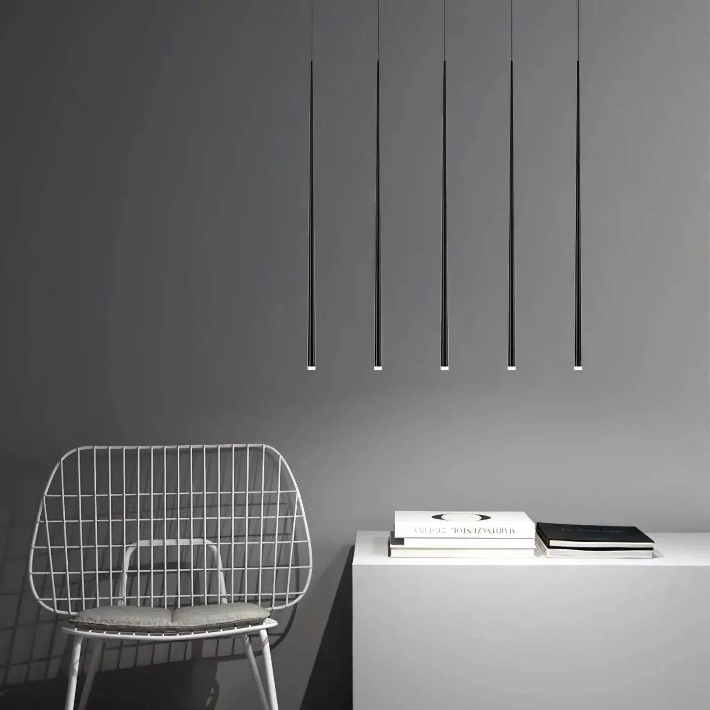 Edge Modern Slender Cone Metal Chandelier Hallway Living Room
