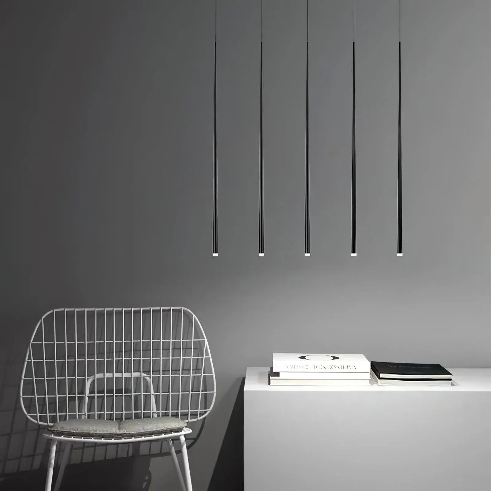Edge Modern Slender Cone Metal Chandelier Hallway Living Room