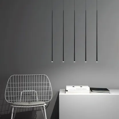 Edge Modern Slender Cone Metal Chandelier Hallway Living Room