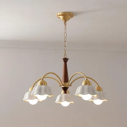Valentina Vintage Brass Glass Chandelier Shades Living Dining Room