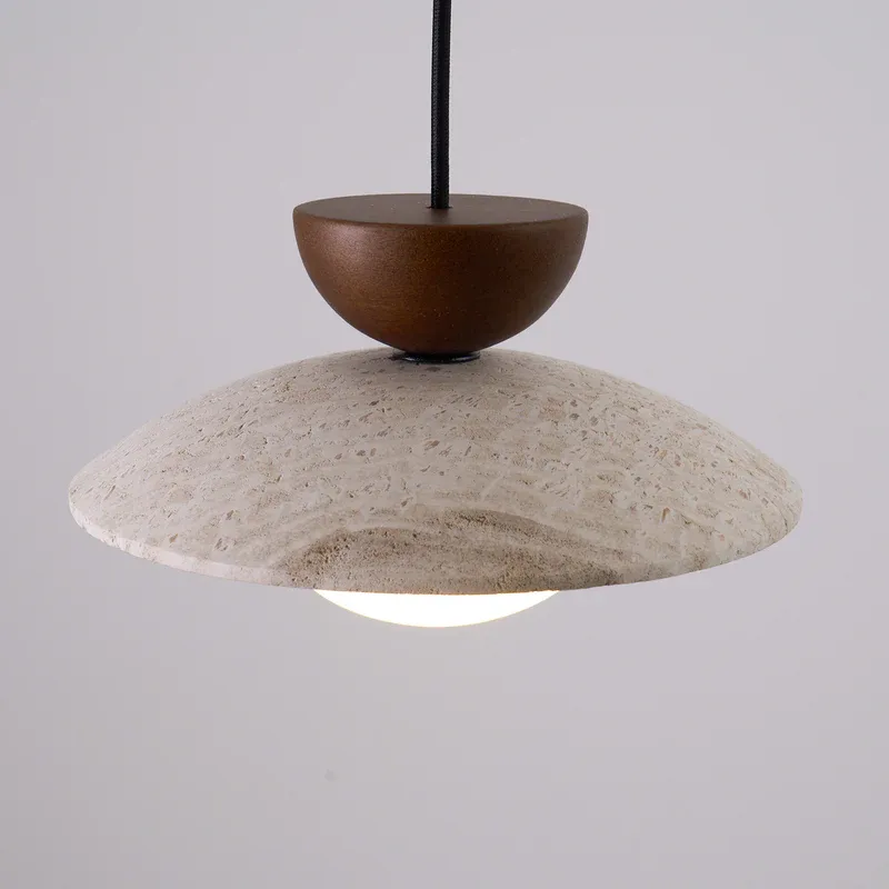 Zaid Modern Round Travertine Pendant Light Shades Dining Room