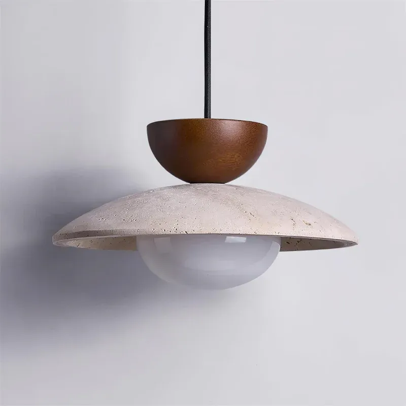 Zaid Modern Round Travertine Pendant Light Shades Dining Room