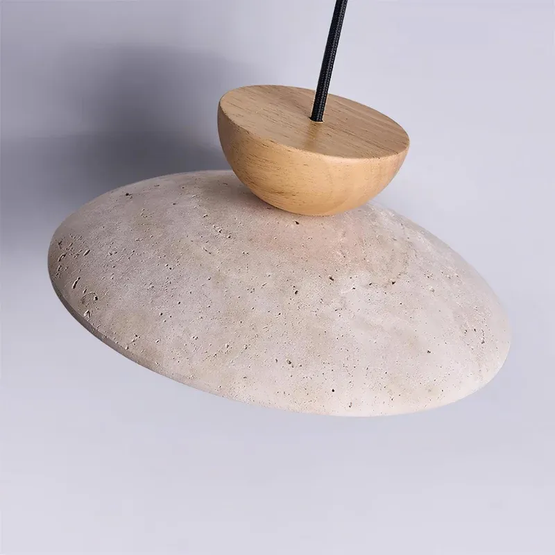 Zaid Modern Round Travertine Pendant Light Shades Dining Room