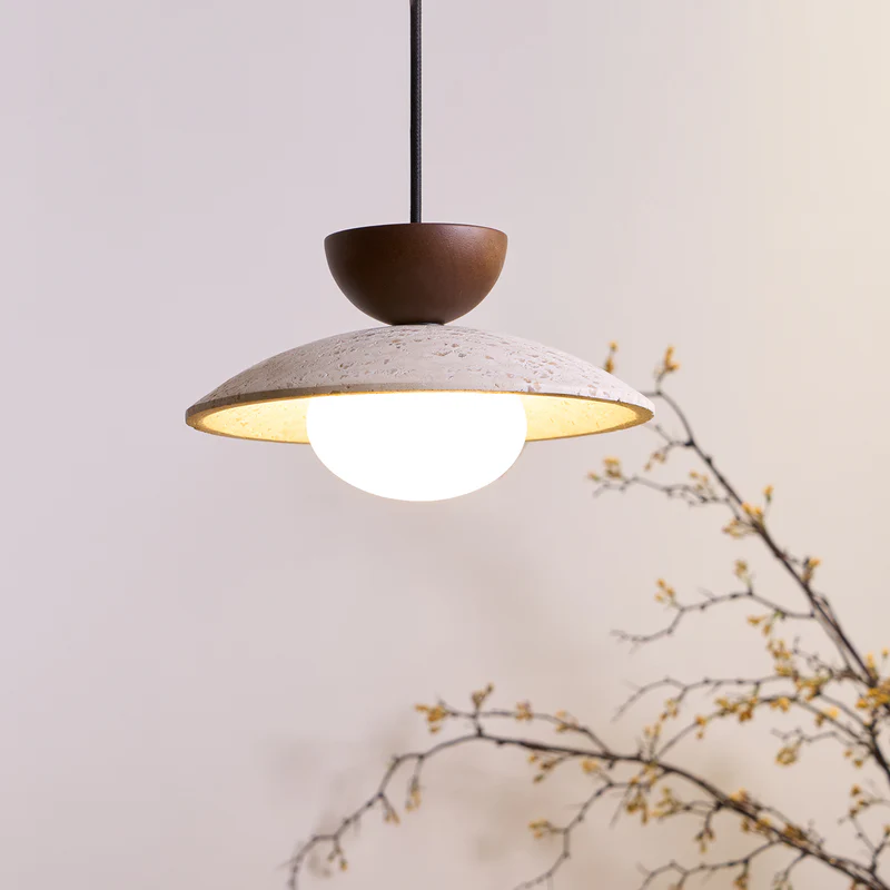 Zaid Modern Round Travertine Pendant Light Shades Dining Room
