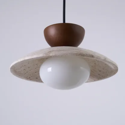 Zaid Modern Round Travertine Pendant Light Shades Dining Room