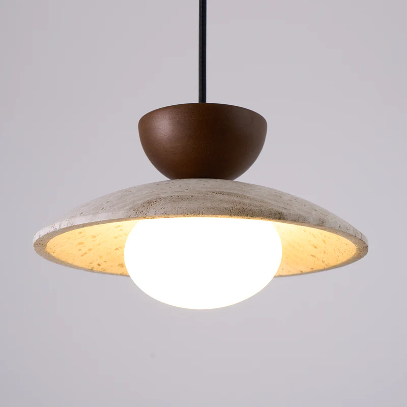 Zaid Modern Round Travertine Pendant Light Shades Dining Room