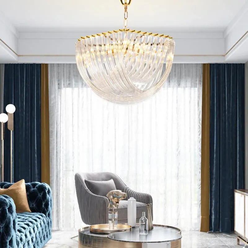 Marilyn Vintage Metal Glass Gold Clear Pendant Light Bedroom Living Room