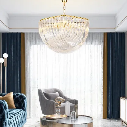 Marilyn Vintage Metal Glass Gold Clear Pendant Light Bedroom Living Room