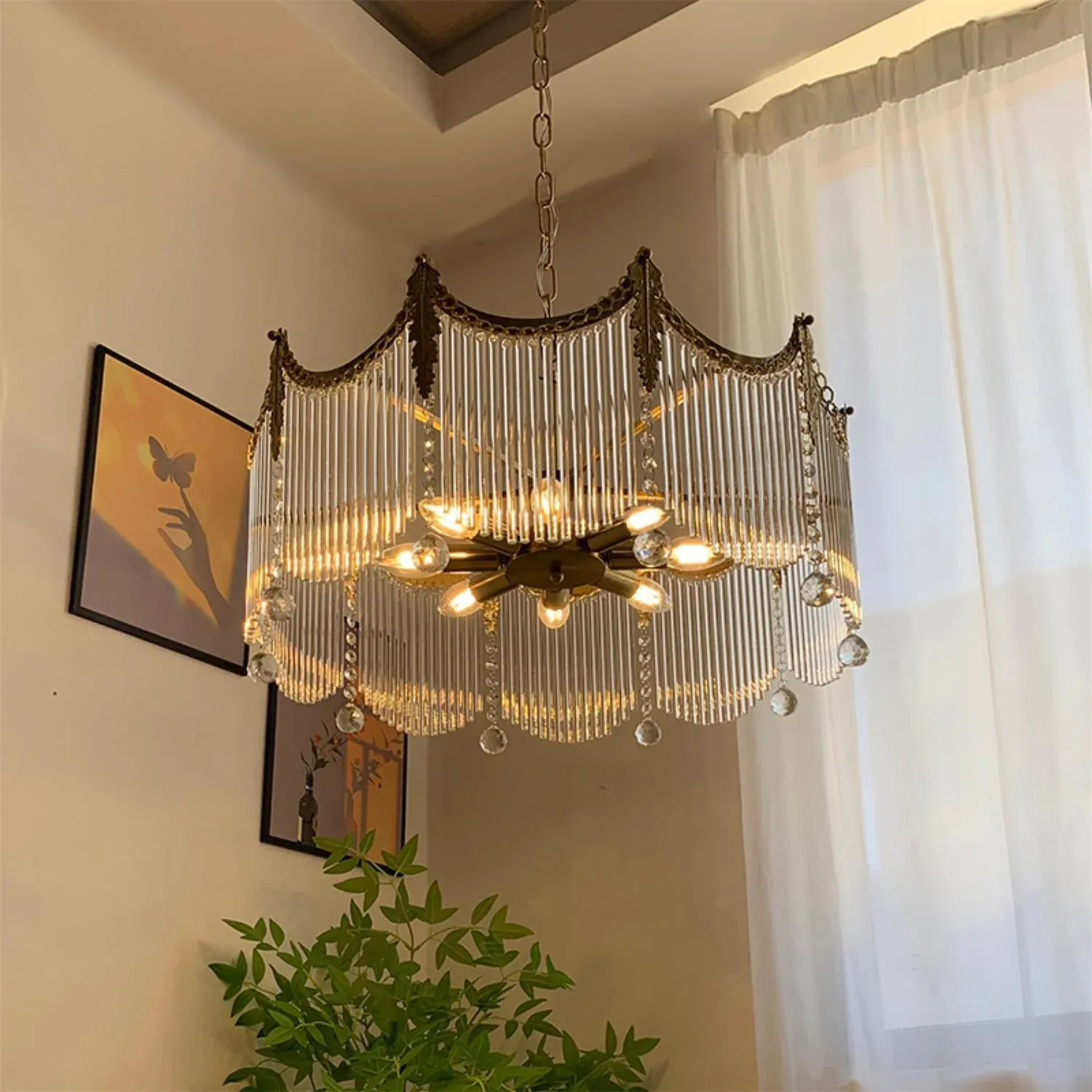 Marilyn Vintage Copper Metal Glass Pendant Light Bedroom Living Room
