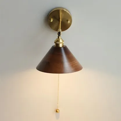 Alessio Vintage Round Wood Wall Light Bedroom Hallway Living Room