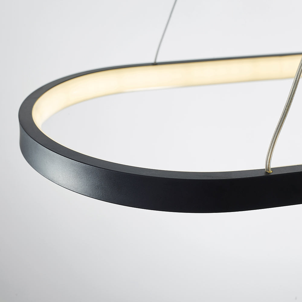Edge Moderne Oval  LED Hanglamp Zwart/Wit/Goud  Metaal/Silicone Woon/Eetkamer