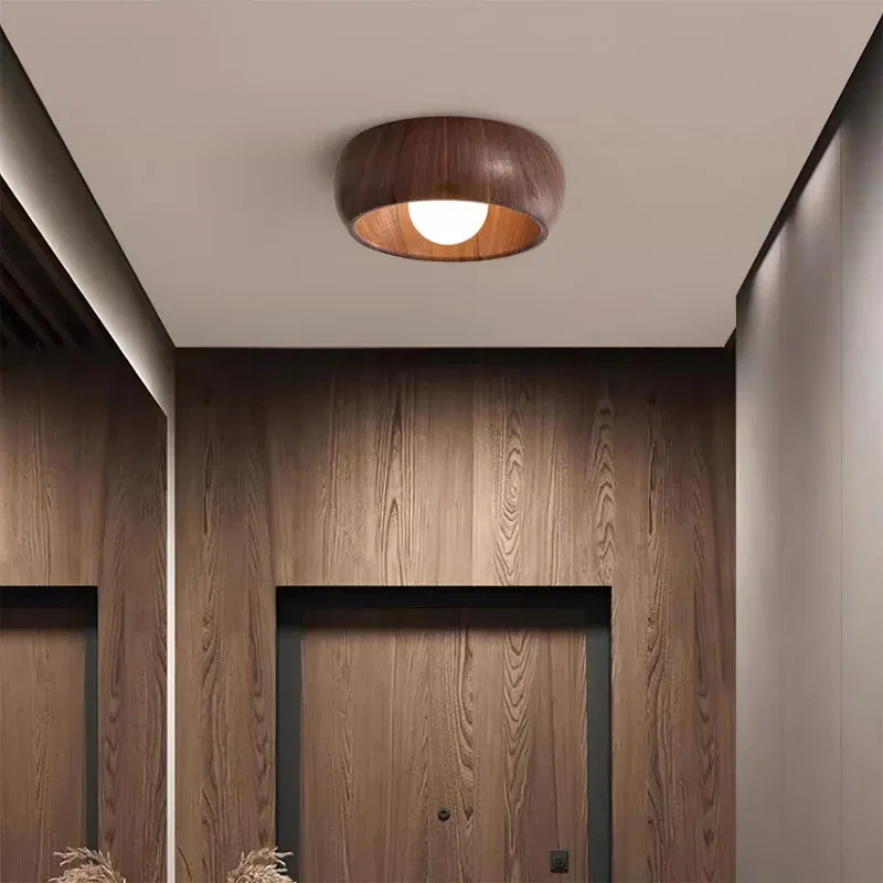 Muto Modern Round Wood Ceiling Light Fixture Hallway Bedroom Living Room