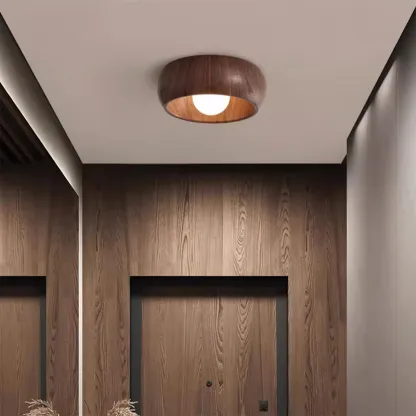 Muto Modern Round Wood Ceiling Light Fixture Hallway Bedroom Living Room