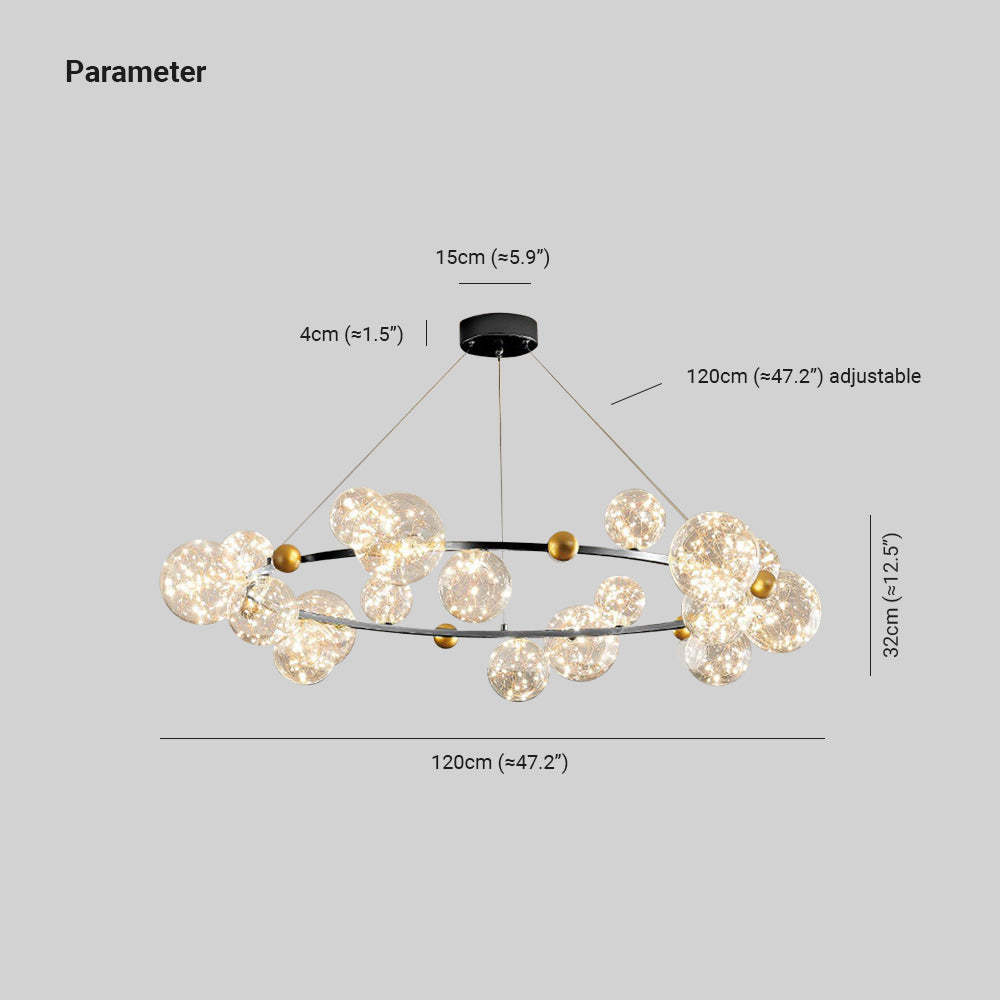 Valentina Modern Cirkel Round Metaal Glas Hanglampens Woonkamer Slaapkamer