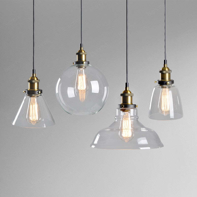 Levy Industriële Glazen Hanglamp Helder/Amber/Rookgrijs Woonkamer/Slaapkamer