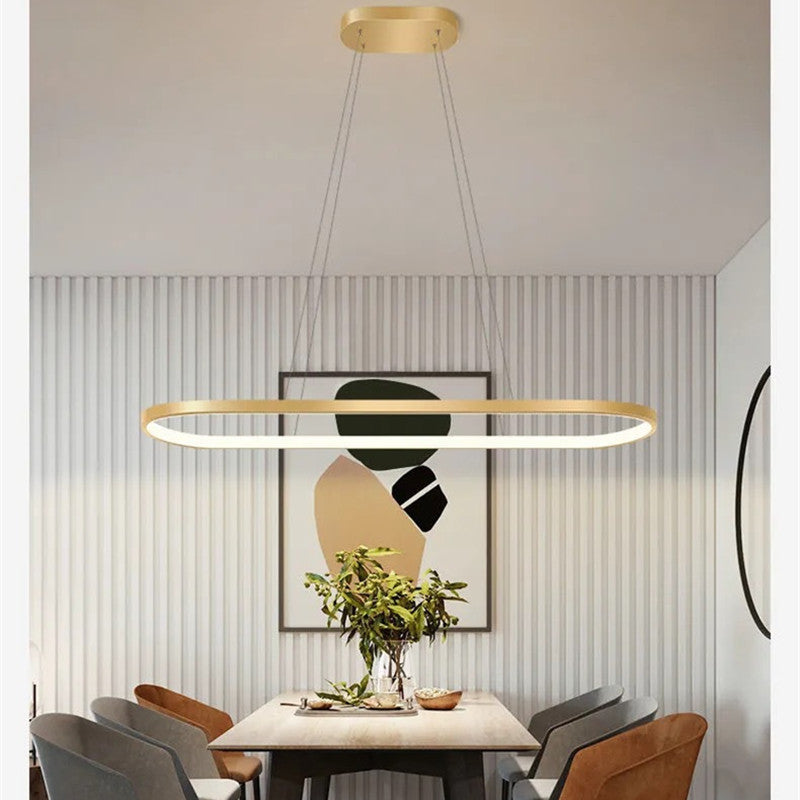 Edge Moderne Oval  LED Hanglamp Zwart/Wit/Goud  Metaal/Silicone Woon/Eetkamer