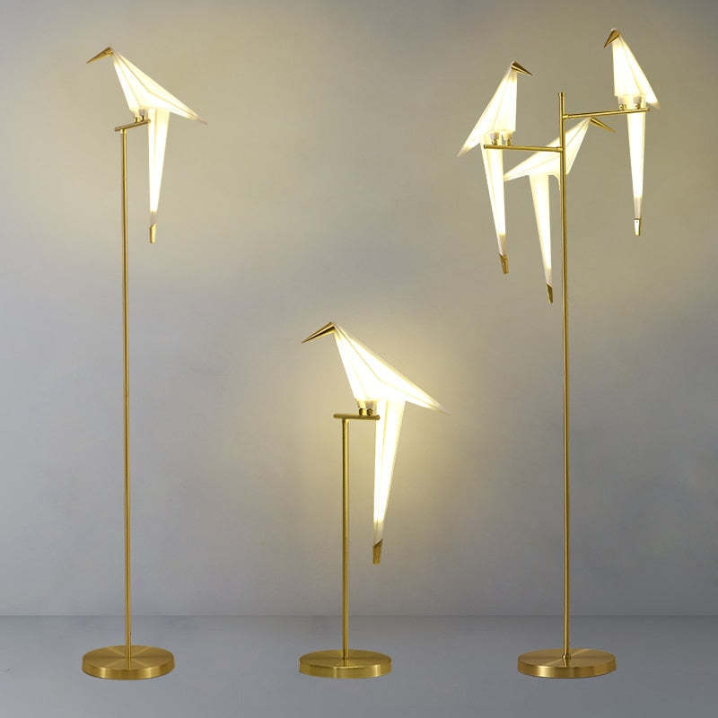 Clifford Design Bird LED Vloerlamp Goud Metaal Acryl Kinderkamer