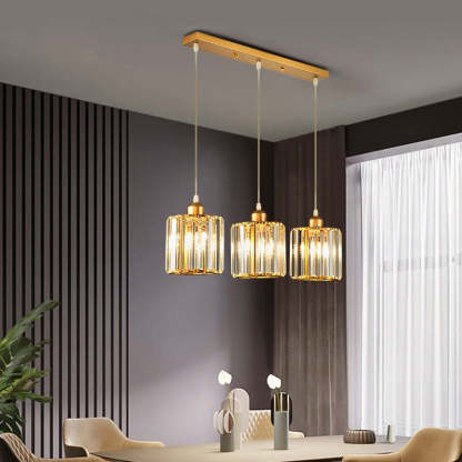 Herbert Moderne Cluster Cilinder Hanglampen Zwart Goud Glas Eetkamer