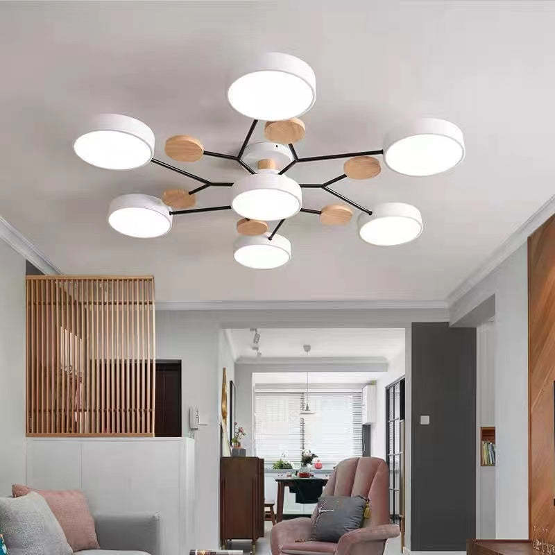 Sienna Ronde Moderne LED Plafondlampen Wit Grijs Groen Hout Metaal