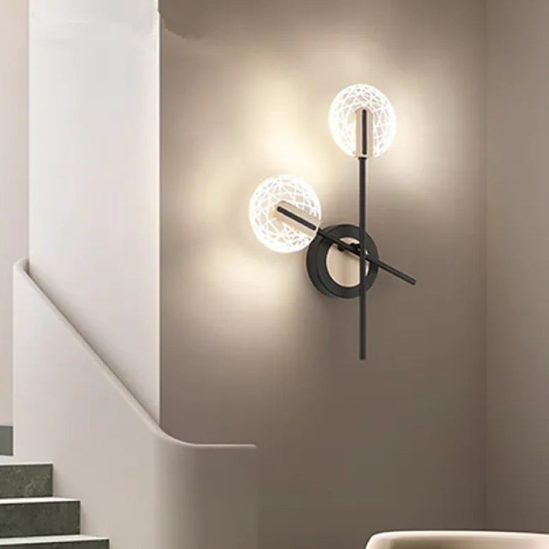 Valentina Design Ronde LED Wandlampen Metaal/Acryl Zwart Slaapkamer/Woonkamer