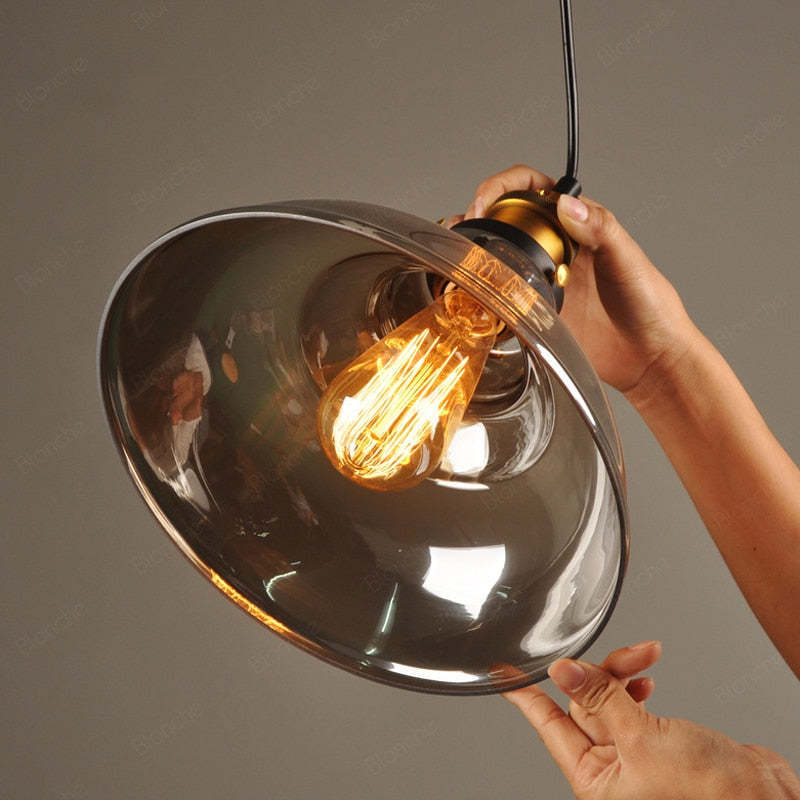 Levy Industriële Glazen Hanglamp Helder/Amber/Rookgrijs Woonkamer/Slaapkamer